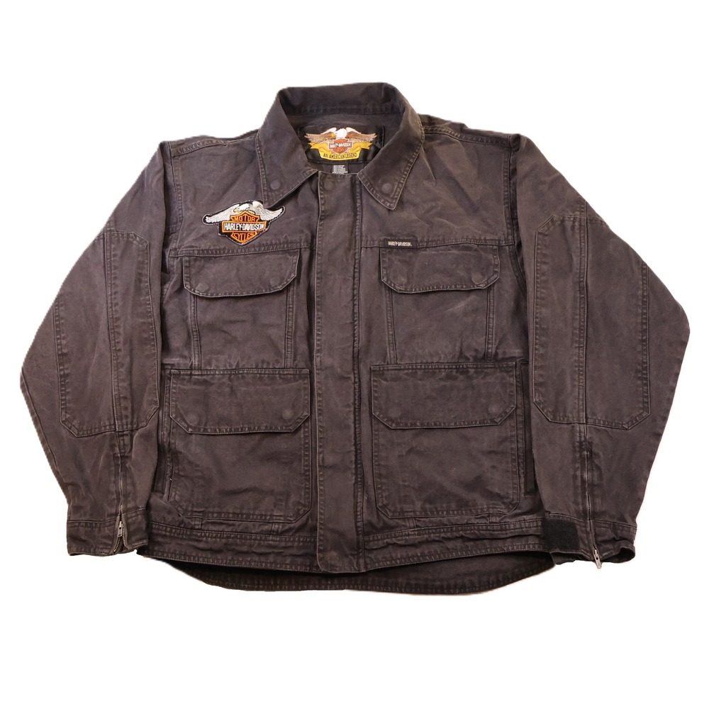 Harley Davidson Mens M Riding Jacket Black 100th Anniversary Canvas Embroidered